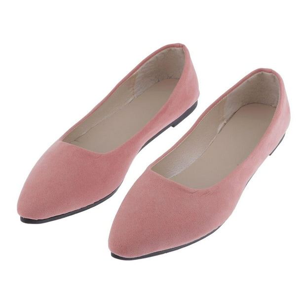 Pink pointed flat shoes top