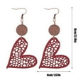 thumbnail image 3 of RyanK Valentine'S Day Gifts Valentine'S Day Decorations Valentine's Day Gift Wooden Round Geometric Earrings Vintage Hollowed Out Round Earrings Great Light Statement Jewelry For Women, 3 of 6
