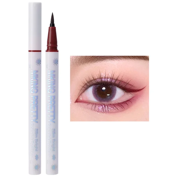 Lápiz Delineador de ojos líquido, maquillaje de ojos resistente al agua, rojo, azul, negro, colorido, cosmético de larga duración, mate, liso (Wine red 01