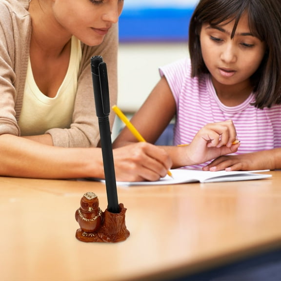 WHAMVOX  Desk Pen Holder Pencil Dispenser for Classroom Office Light Brown