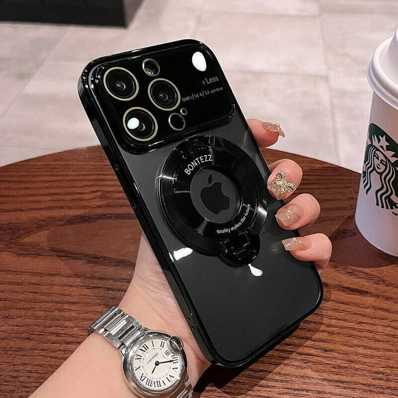 SuperShield Phone Case for iPhone 15 Plus Coridbrief Large Window Phone Case Leak Label Magnetic Bracket for iPhone 15 Plus MagSafe Satad Case - Black