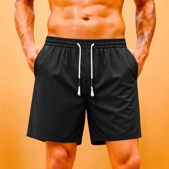 WIZUTIZ Men's Athletic Shorts Summer Cool Feel Elastic Waist Wide Leg Sports Five-Point Bottoms Twill Breathable Drawstring Relaxed Fit for Casual Outdoor Daily Wear Mens Fashion