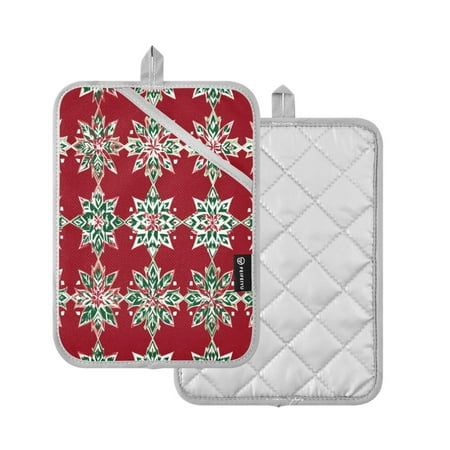 

2 Pcs Pot Holders Sets Oven Mitts Square Potholders Oven Hot Pads Heat Resistant for Kitchen Cooking Baking 7 x9.8 Christmas Snowflakes Pattern