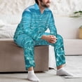thumbnail image 7 of Fotbe Crystal Clear Ocean Waves Pattern Long Sleeve Pajama Set for Men,Sleepwear Set,2-piece Loungewear Set,Soft PJs Comfy Nightwear with Pockets-X-Large, 7 of 7