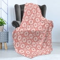 thumbnail image 4 of Coral Soft Flannel Fleece Throw Blanket, Geometric Art Deco Pattern with Lacing Shapes 30s Style Vintage Motifs, Cozy Plush for Indoor and Outdoor Use, 70" x 90", Coral Pale Coral White, by Ambesonne, 4 of 5