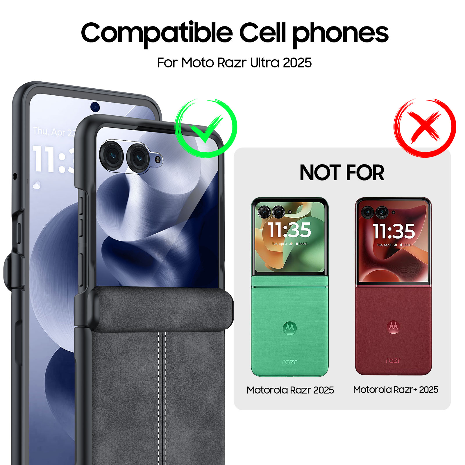 Oupeigar for Motorola Razr Ultra 2026/2025 Case,with Hing Protection,Screen Protector&Ultra Thin Leather Matte PC Shockproof Cover Phone Case-Black