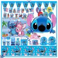 thumbnail image 2 of Decoración para fiesta de cumpleaños de Stitch, suministros en azul cielo, telón de fondo, servilletas de papel, platos, vasos, vajilla, globos, baby shower, 2 of 5