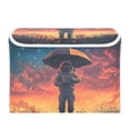 thumbnail image 7 of Yayeee Collapsible Cube Storage Bin with Lid Fabric Closet Decorative Basket with Handles, Astronaut at Dawn, 7 of 7