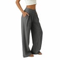 thumbnail image 6 of Guluxicc Women's Linen Pants with Pockets Elastic Waist Wide Leg Casual Trousers for Summer Beach Vacation, 6 of 9