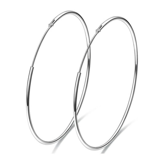 60mm Big Hoop Earrings Sterling Silver 925 Large Circle Huggie Hoops for Women