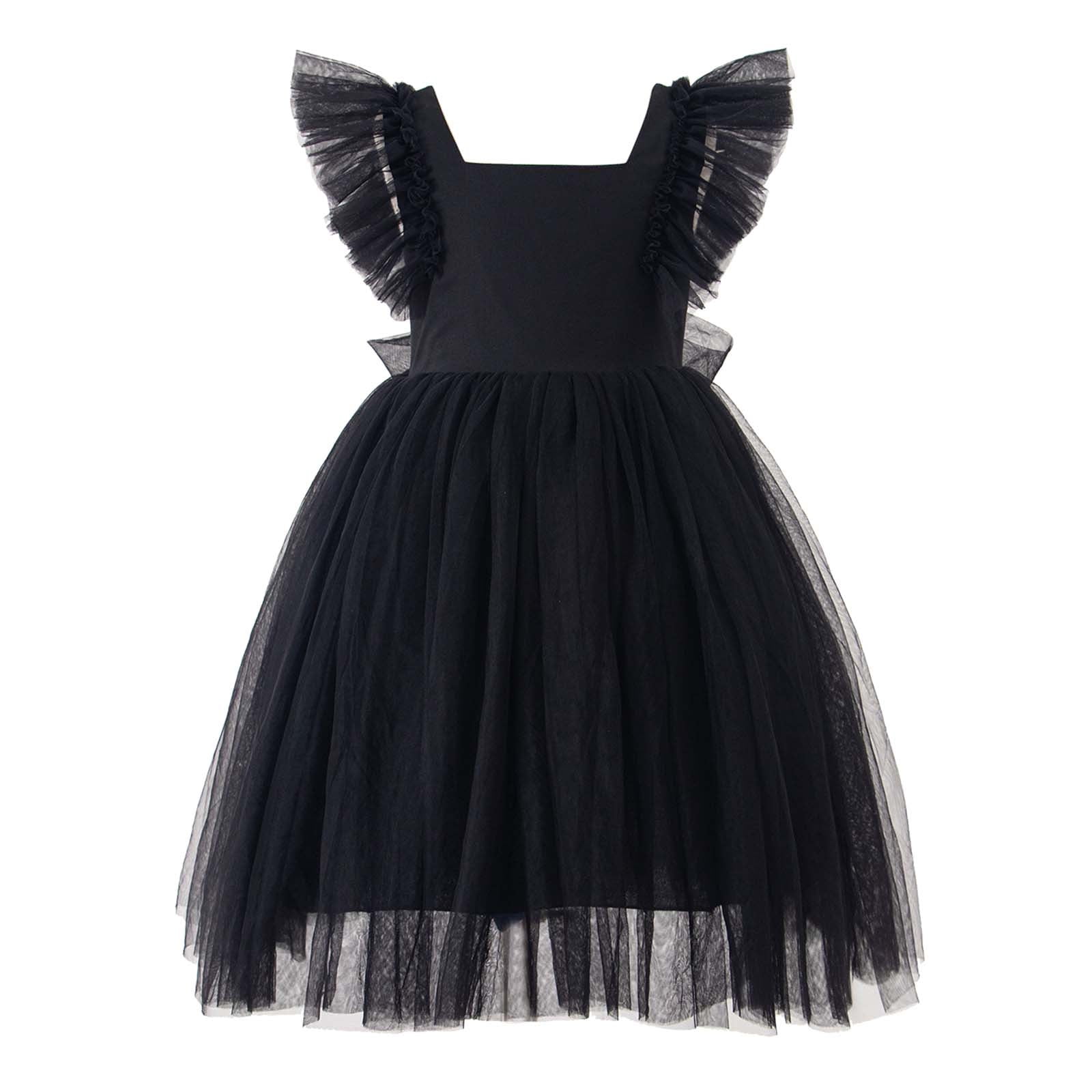 SHEIN Robe Noire Simple à Col Carré Sans Manches Pour Fille