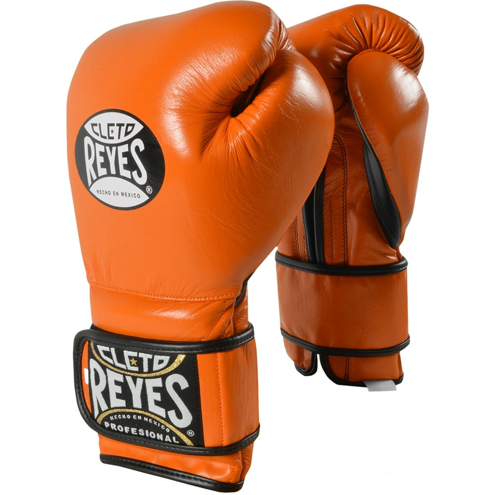 Cleto Reyes Hook and Loop Leather Training Boxing Gloves 12 oz. Tiger Orange