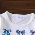 thumbnail image 5 of HCNTES Kid Girls Clothes Outfits Cute Sweet Bowknot Print T-Shirt + Bowknot 2 In 1 Denim Short Summer Clothing Set, 5 of 6