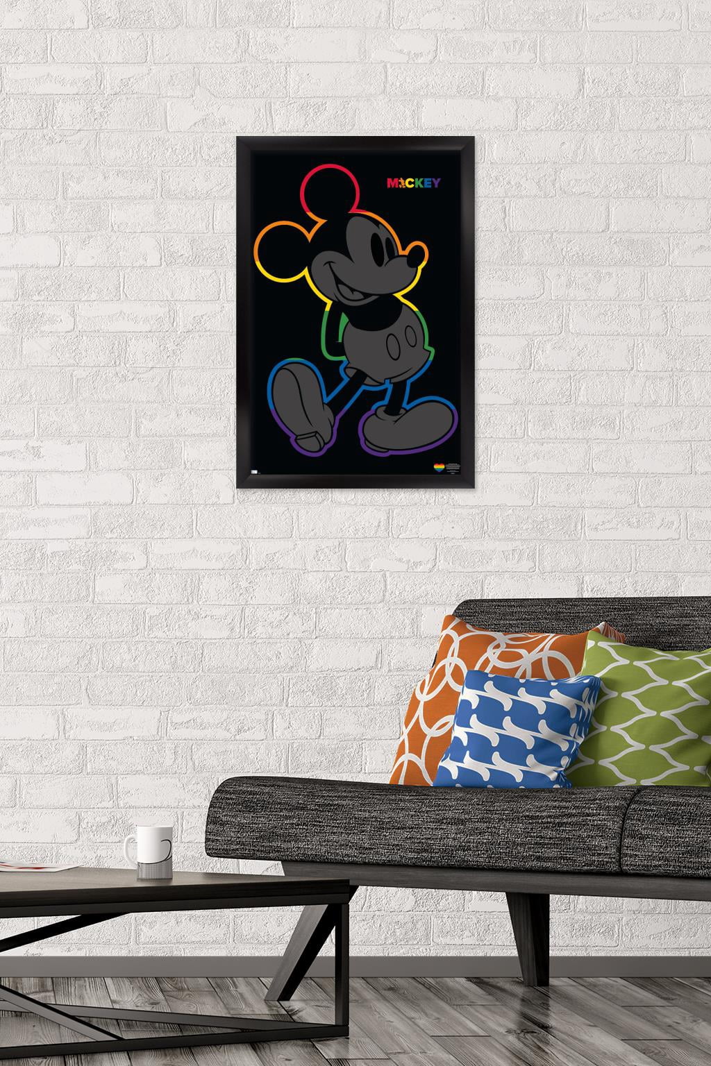 Disney Mickey Mouse - Rainbow Outline Wall Poster, 14.725" x 22.375" Framed