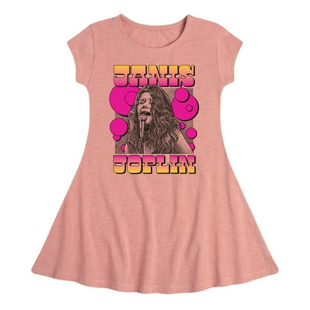 

Janis Joplin - Janis Drawing - Toddler And Youth Girls Fit And Flare Dress