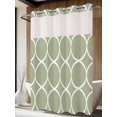 thumbnail image 4 of Sage Green Abstract No Hook Shower Curtain Waterproof,Bathroom Curtains with Snap in Liners and See Through Top Window,Modern White Geometric Twisted Art Hotel Style Bathtub Curtains Shower 72"Wx84"L, 4 of 8