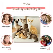 Cat Plush Toy Lifelike Stuffed Animal Realistic Siamese Kitten Model Soft Desktop Decoration for 3+ Years