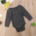 thumbnail image 3 of Diconna Newborn Baby Long Sleeve Romper Knitted Rib Casual Button Jumpsuit, 3 of 7