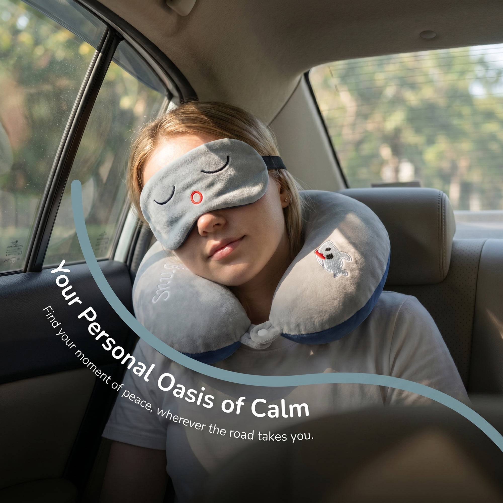 Unique Bargains Memory Foam Neck Pillow U Shape Neck Pillow with Eye Mask Gray 12"x12"