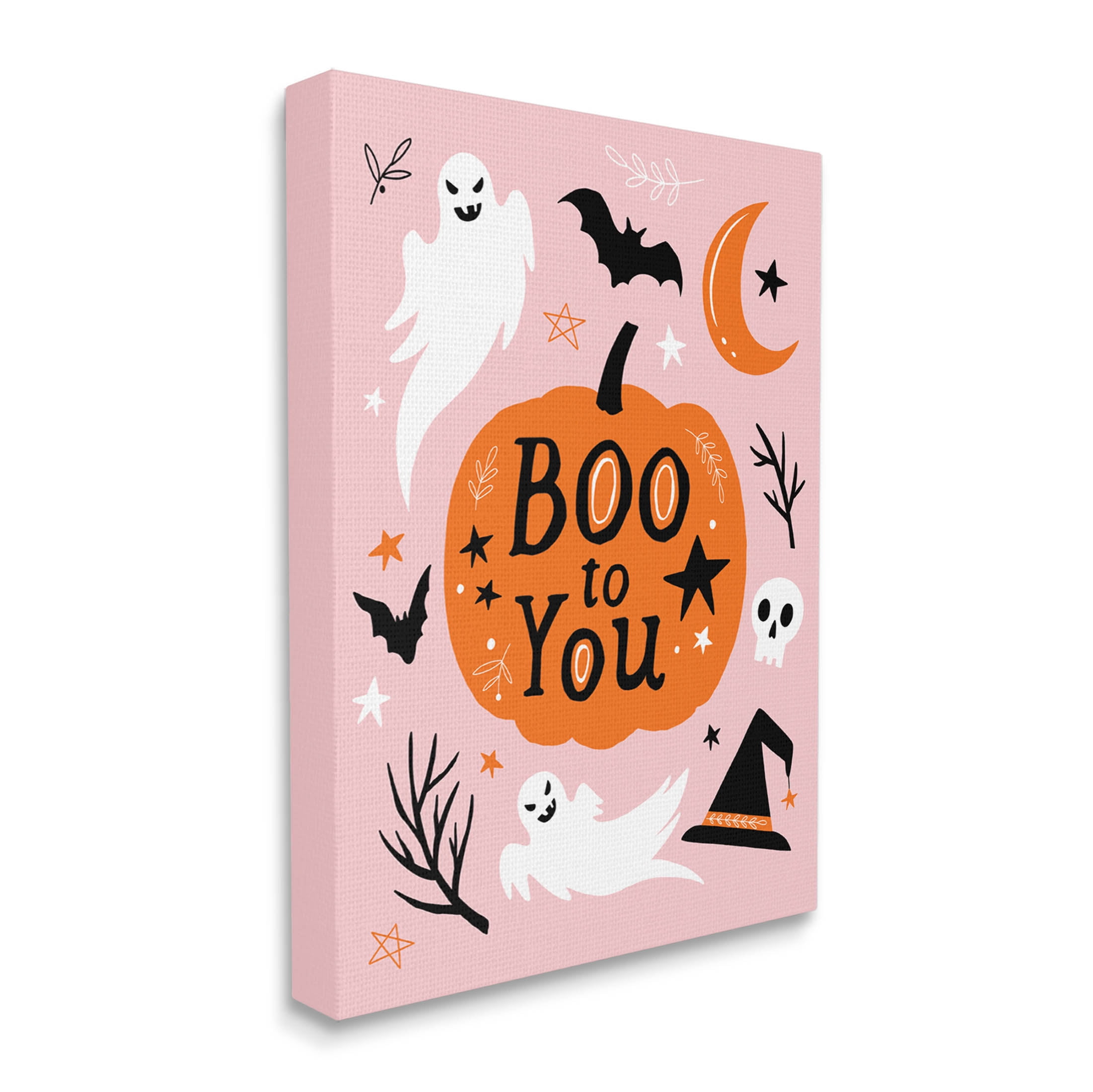 Stupell Industries Boo to You Halloween Elements Graphic Art Gallery Wrapped Canvas Print Wall Art, Design by Nina Seven