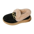 thumbnail image 5 of Pandaie Women's Slip on Loafers Fleece Lined Fuzzy Warm Winter Snow Boots Arch Support Indoor Outdoor Casual Walking Shoes Black 6, 5 of 7