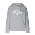 thumbnail image 5 of Pxxlle Womens Waffle Knit Hoodie Trendy Heart Graphic Hoodies Casual Loose Long Sleeve Hooded Sweatshirts Fall Drawstring Sweatshirt with Pockets Gray S, 5 of 5
