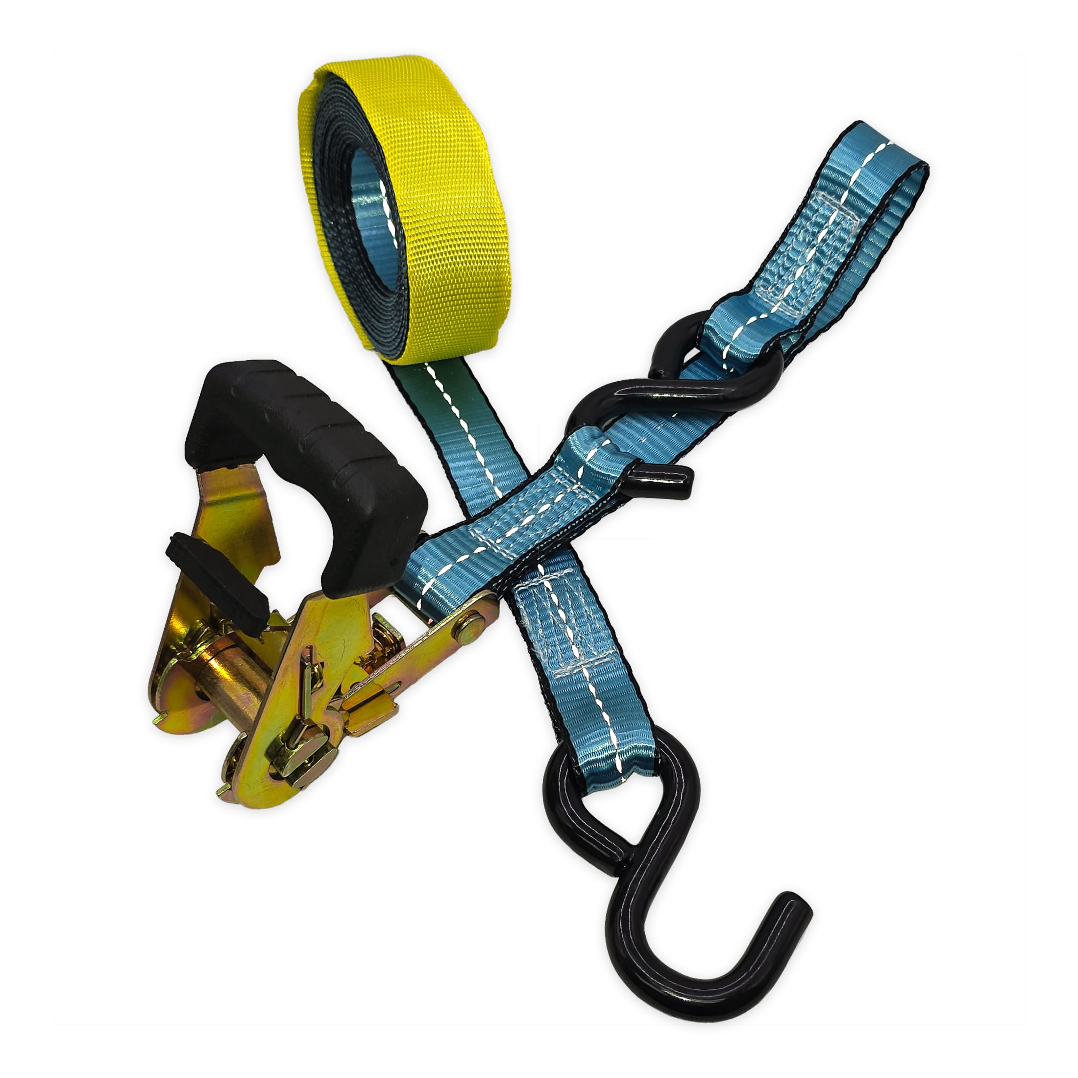 Ozark Trail 15-Ft Ratchet Tie Down Straps, 2-Pack, 1,000 lb WLL, Blue