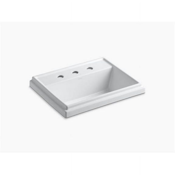 Open Box Kohler Tresham RectangleDrop-in Bathroom Sink with 8 in. Widespread Faucet Hole - White