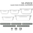 thumbnail image 2 of Recipiente de vidrio para almacenamiento de alimentos M MCIRCO, paquete de 10 con tapas, blanco, 2 of 5