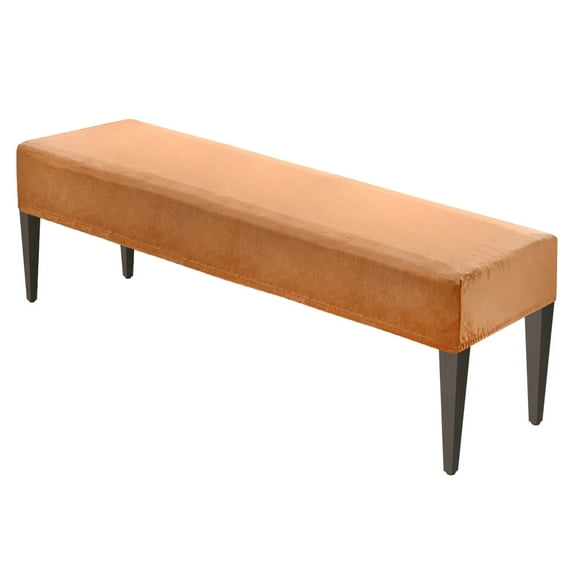 Uxcell Dining Bench Cover, for 39.4 to 55" Length Velvet Bench Slipcover Seat Covers with Elastic Buckle Washable Bench Slipcover [Camel]