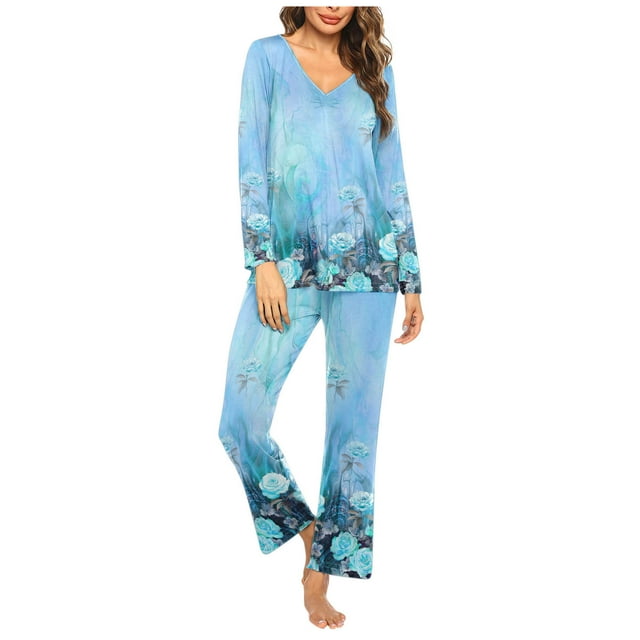 Birdeem Ensembles de Pyjama pour Femmes, Hauts et Pantalons Décontractés Unis, Manches 3/4