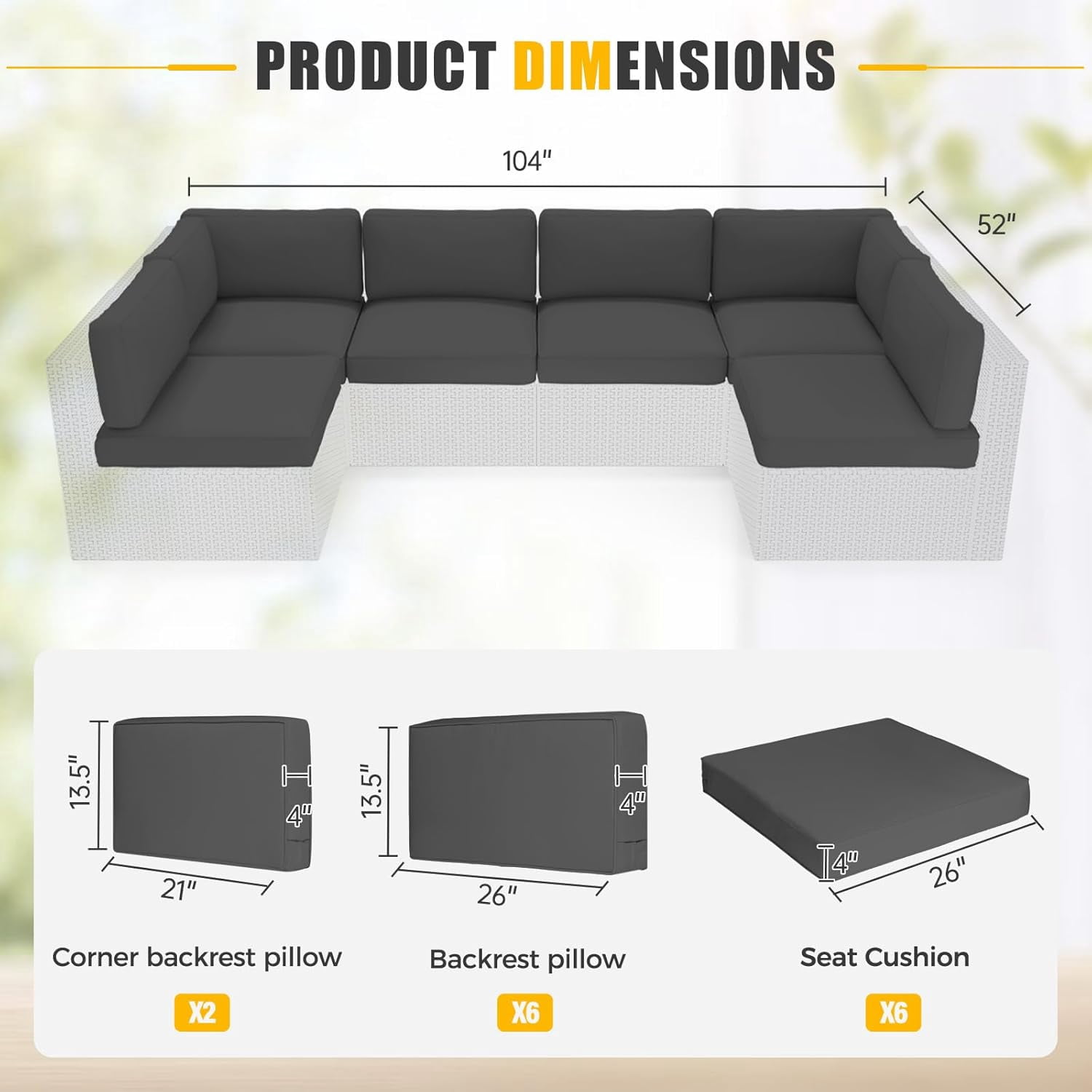 SUNCROWN Outdoor Swing Glider Chair, Patio 2 Seats Loveseat Rocking Chair with Cushions, Steel Frame Furniture - Grey