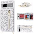 thumbnail image 4 of Fit for Google Pixel 7 Case for Women with Card Holder 6.3" 5G 2022,Pixel 7 Phone Case with Strap, Crossbody Lanyard Cases with Credit Card Slots Kickstand Case,White Leopard, 4 of 13