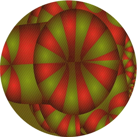Ahgly Company Machine Washable Indoor Round Transitional Dark Yellow Green Area Rugs, 8' Round