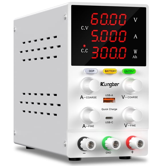 Fuente de alimentación DC Kungber SPS605W variable 60V 5A con USB blanca