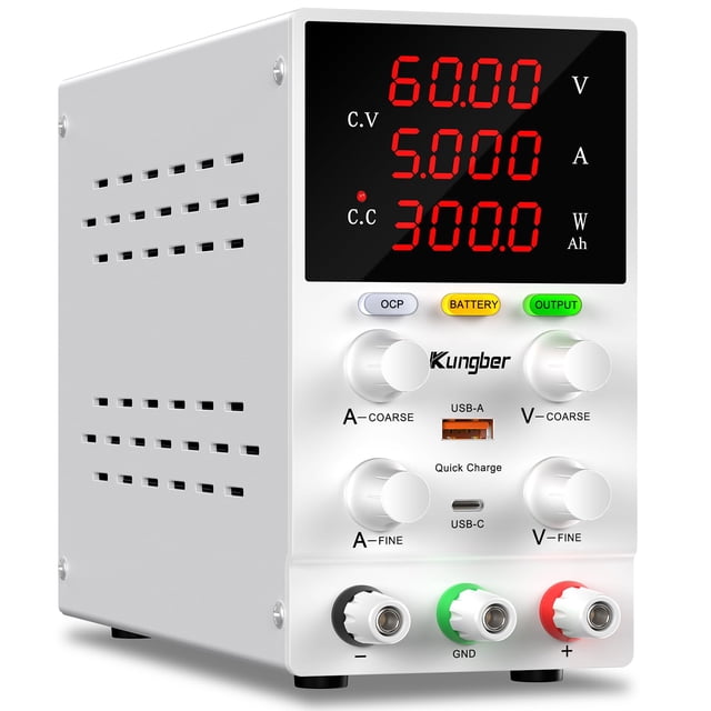 Fuente de alimentación DC Kungber SPS605W variable 60V 5A con USB blanca