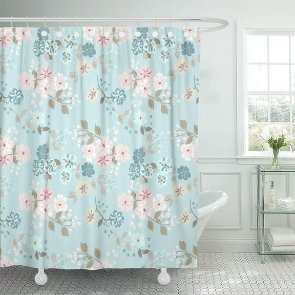 KSADK Simple Cute in Small Scale Flowers Shabby Chic Millefleurs Floral Manufacturing Shower Curtain 66x72 inch