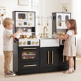 thumbnail image 3 of OLAKIDS Kids Kitchen Playset, Wooden Pretend Play Kitchen with Realistic Light Sound 14 Accessories, Toddler Cooking Toy for Boys Girls Aged 3+, 3 of 9