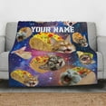 thumbnail image 3 of Personalized Blankets with Name Customized Kids Blankets for Girls Boys Adults Throw Blankets for Bedroom Decor Christmas Birthday Gift(Funny Cat Taco, 30"×40"), 3 of 6