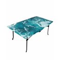 thumbnail image 6 of Teal Green Ocean Shark Rectangle Tablecloth, Waterproof Elastic Fitted Table Covers for 5 Foot Tables, 30x60inch Decorative Tablecloths for Picnic, Camping, Indoor, Outdoor, Coastal Wave Summer Beach, 6 of 6
