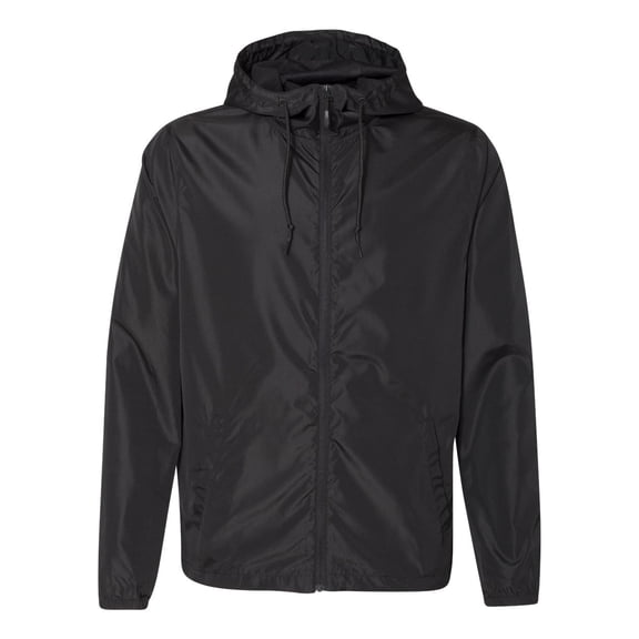 Independent Trading Co. Unisex Lightweight Windbreaker Full-Zip Jacket EXP54LWZ Black XS