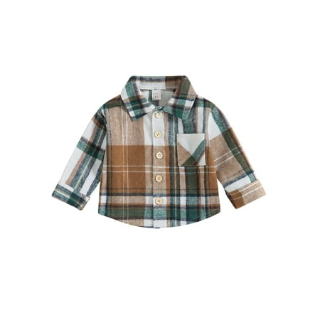 

JYYYBF Toddler Kids Boys Plaid Shirt Jacket Warm Casual Lightweight Long Sleeve Coat with Pockets Spring Fall Outwear