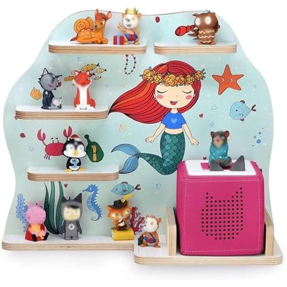 Wooden Shelf for Music Box I Suitable for The Toniebox and ca. 35 Tonies I Perfect Storage in The Children's Room I for Setting up or Hanging (Medium, Mermaid)$$Home Decor, Kitchen, & Other