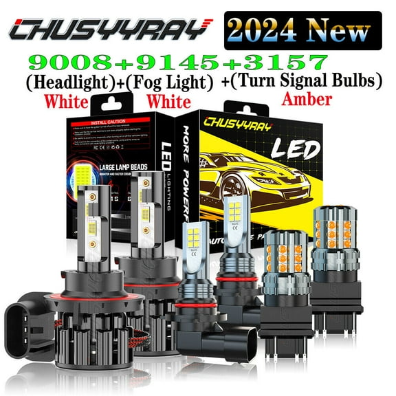 CHUSYYRAY 9008/H13 LED Headlight 9145 Fog Light 3057 Turn Signal Bulbs For Chrysler Aspen 07-09
