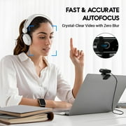 Atzeste Webcam 4K HD USB Autofocus PC Webcam with Dual Mics for PC Laptop Computer Gaming Streaming Webcam