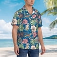 thumbnail image 3 of Gukieu Colorful Flowers Print Men's Short-sleeved Shirts, Button-down Lapel Hawaiian Shirts, T-shirts, Beach Vacation Summer Casual Wear,Medium, 3 of 7