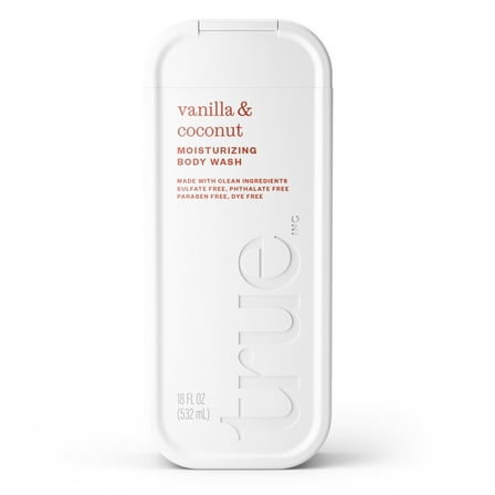 True Vanilla & Coconut Body Wash, Sulfate-Free, Moisturizing and Hydrating Formula for Women & Men, 18 fl oz