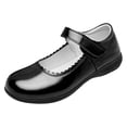 thumbnail image 4 of FINALGANG Kids Girls Adjustable Strap Scalloped Glossy Mary Jane Shoes Soft Flat Sole Formal School Uniform Dress Leather Shoes Versatile Shoes 5-5.5 Years, 4 of 5