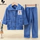 thumbnail image 2 of Conjuntos de pijamas de franela suave para niños y niñas, ropa de dormir gruesa y cálida para el hogar, conjuntos de ropa de dormir de manga larga con solapa para otoño e invierno, 2 of 5