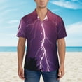 thumbnail image 4 of Fotbe Thunderstorm Violet Purple Hawaiian Shirt For Men Unisex Summer Beach Casual Short Sleeve Cotton Linen Button Down Shirts-Large, 4 of 9
